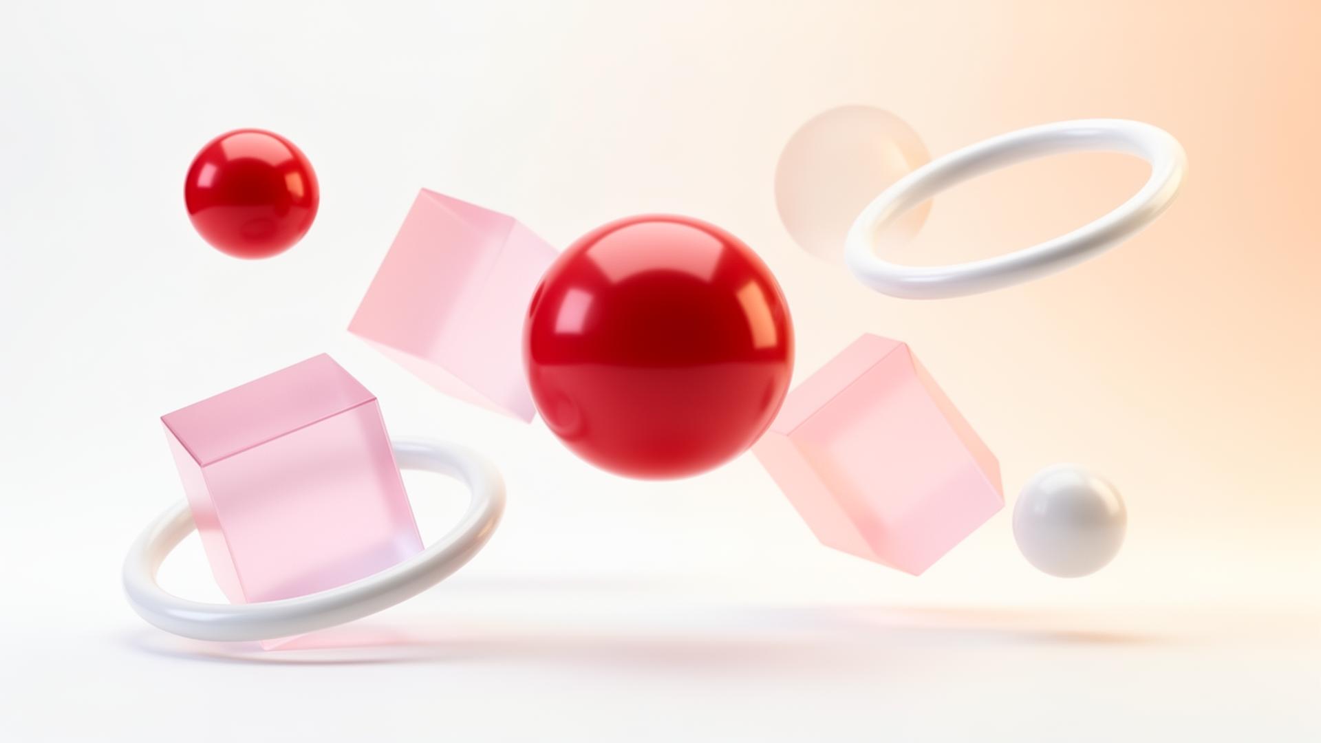 Floating geometric shapes